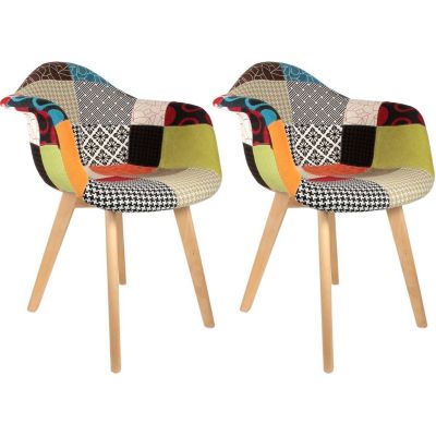 Fauteuil scandinave Patchwork (Lot de 2) (Multicolore)