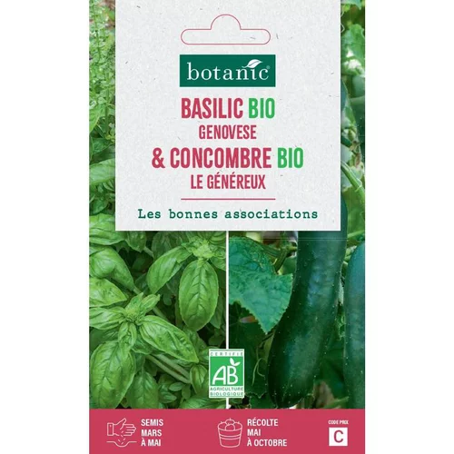 Un choix malin pour l’extérieur:Mélange de graines basilic genovese bio et de concombre le généreux bio botanic® - graines à semer