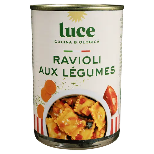 Pour vos moments en extérieur:Ravioli aux légumes bio Luce - 400 g