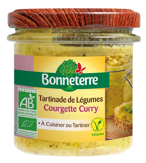 Sélection jardin:Tartinade à la courgette et au curry Bonneterre bio 135 g