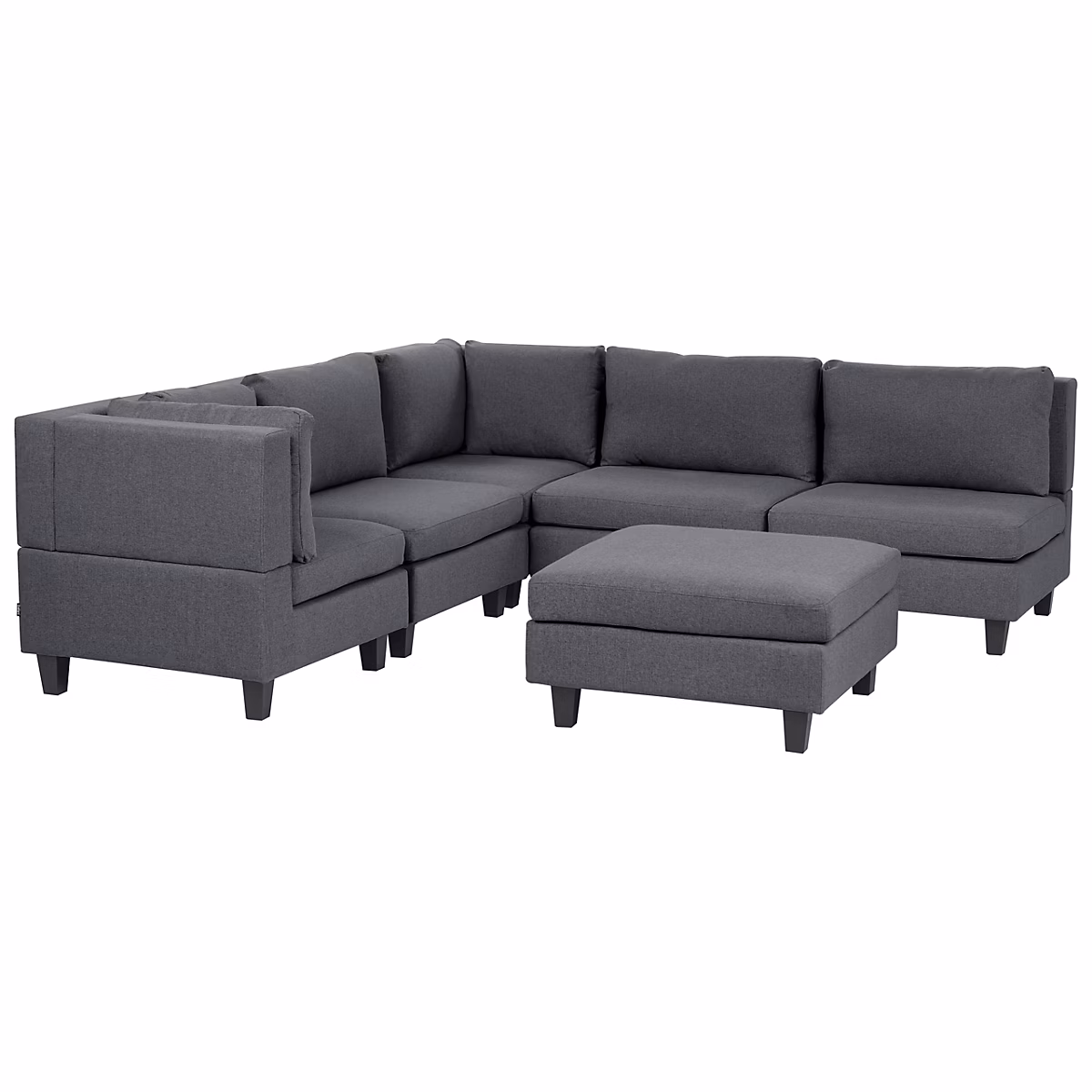 Canapé d'angle modulable 5 places UNSTAD avec ottoman Tissu Gris foncé Côté droit – Réf. OKJYVETFI8772257574