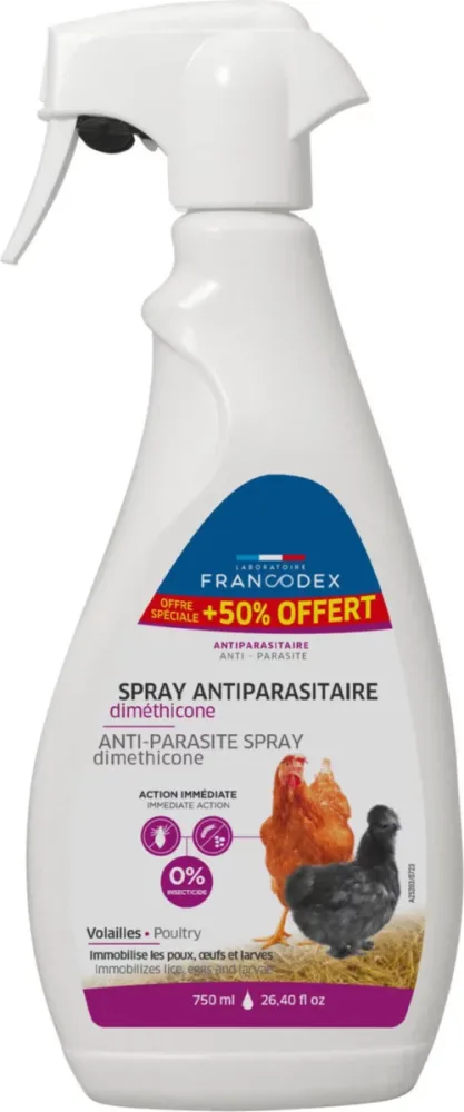 Bien utile au jardin：Spray antiparasitaire pour volaille au diméthicone Francodex - 750 ml