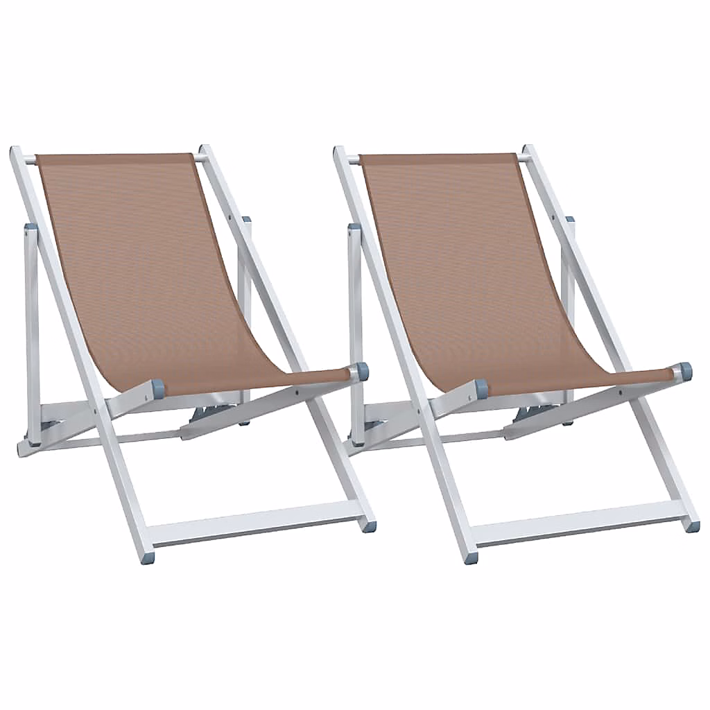 Chaises pliantes 2 pièces – aluminium marron et textilène vidaXL