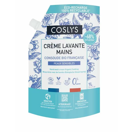 Jardin malin:Doypack crème lavante mains consoude bio française Coslys - 1 L