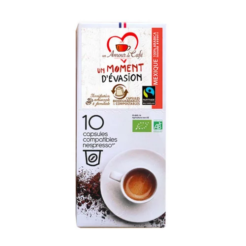 Pour mieux aménager vos extérieurs:10 capsules de café bio Moment d’évasion compatibles Nespresso® Un amour de café - 55 g