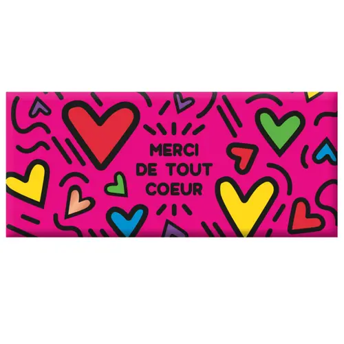 Pour valoriser vos extérieurs：Mini tablette chocolat lait « Merci de tout coeur » Art Grafik - 30 g