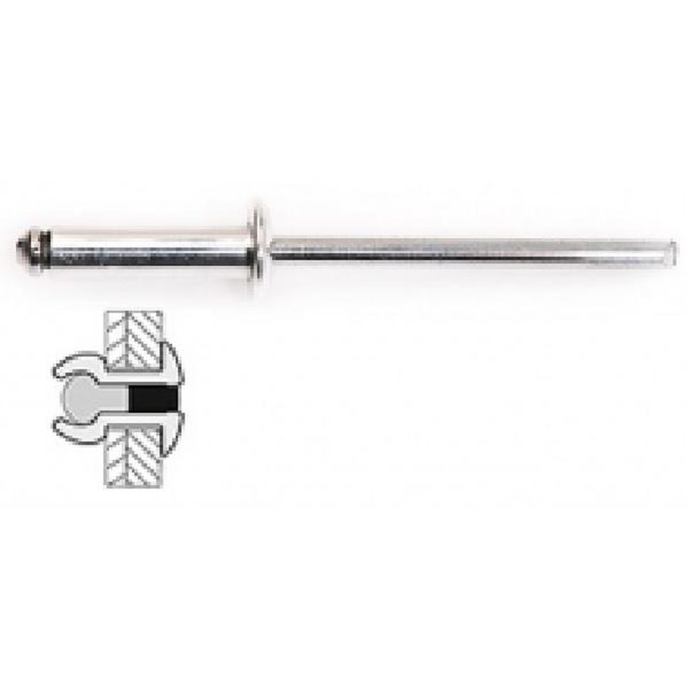 TECHMAN 25 rivets alu / alu à tête plate Ø 4,8 x 14 mm