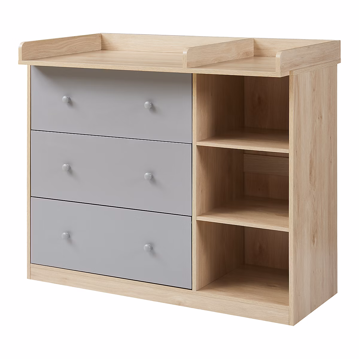 Commode à langer Beldinupp 93 × 110 × 55 cm effet chêne gris en.casa