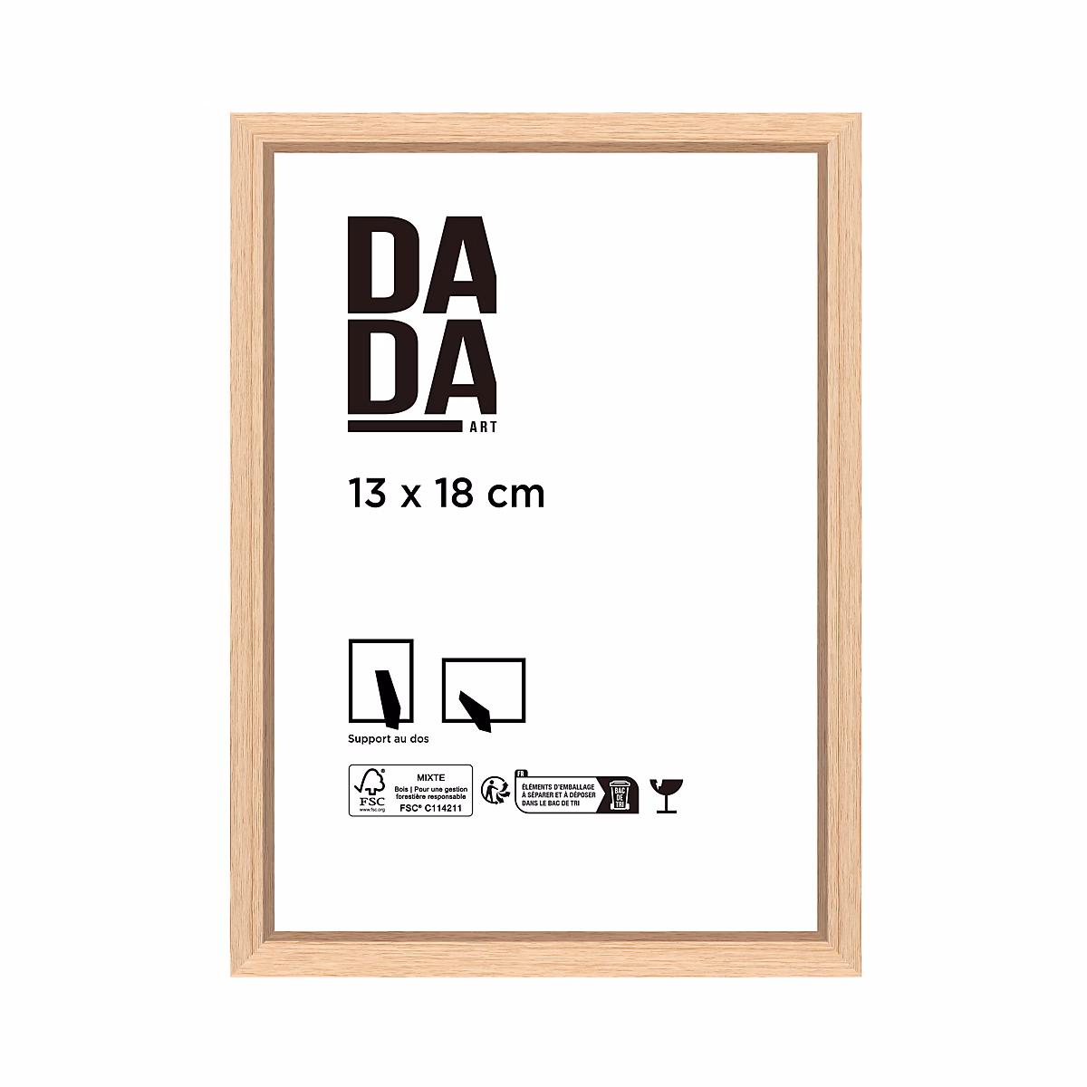 Cadre photo effet chêne 13 × 18 cm Dada Art Mia
