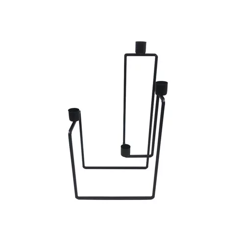 Une touche pratique au jardin：Chandelier graphique en métal noir à 5 bougies - 21 x 13 x 35 cm