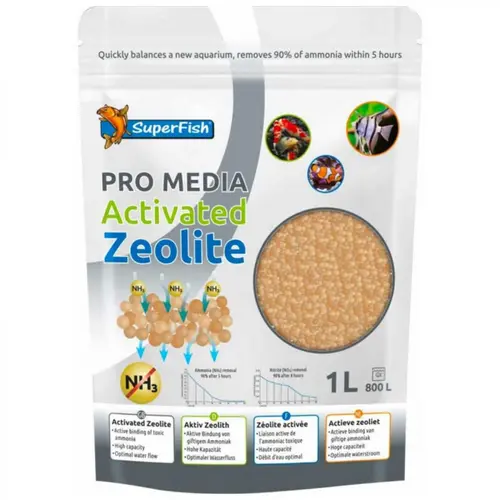 Idée simple:Zeolite activée pour filtre d'aquarium, SUPERFISH Pro Media - 1L