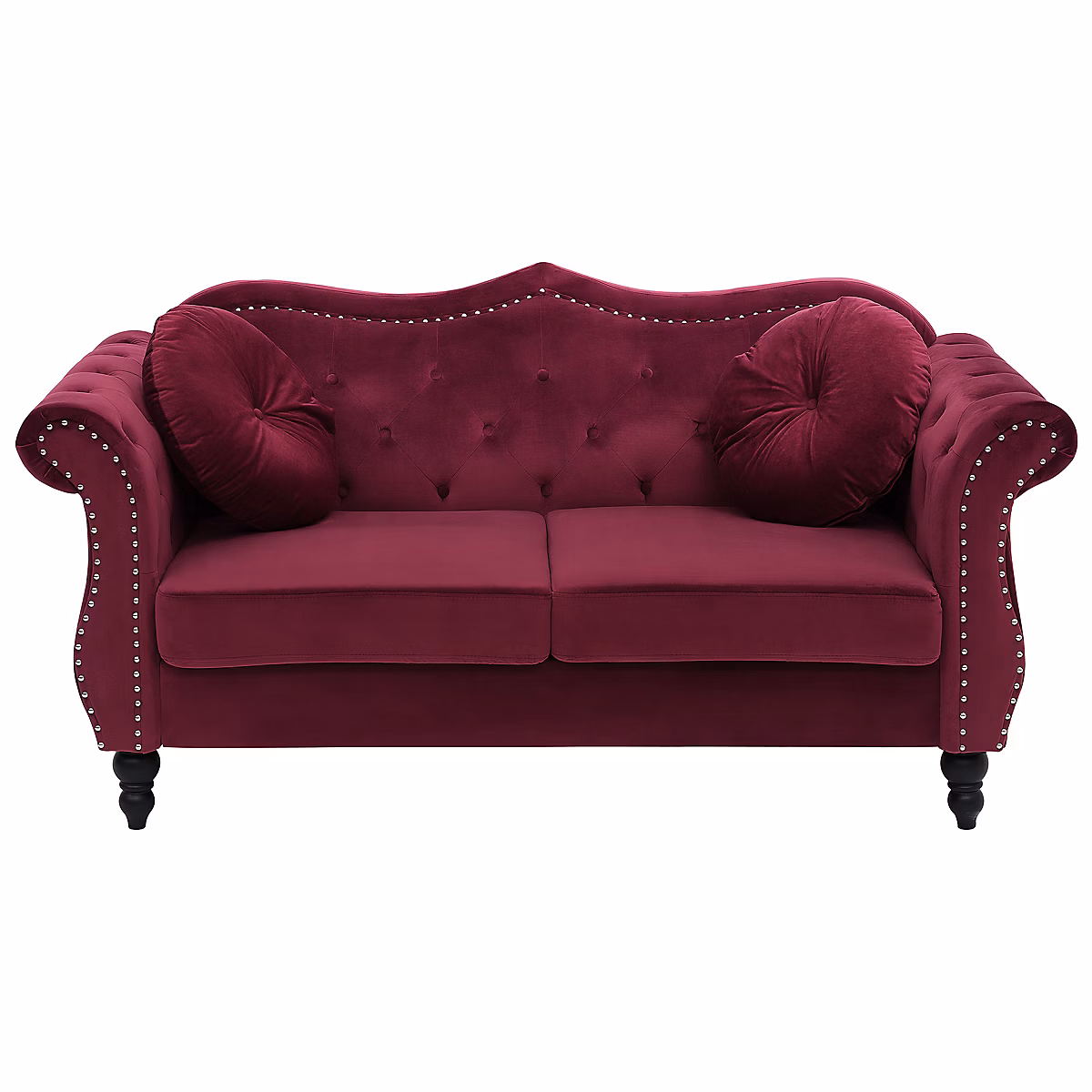 Canapé 2 places SKIEN Velours Rouge foncé – Réf. LNSSAITBL6658609055