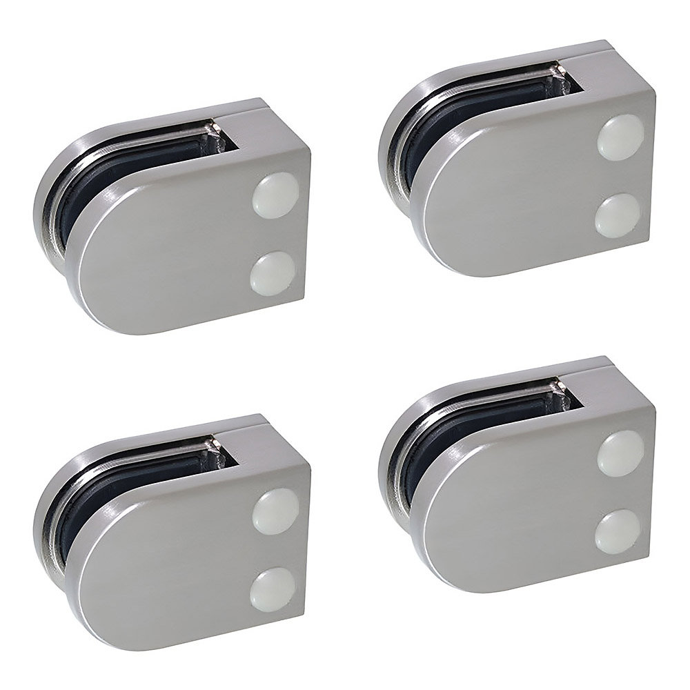4 x Pince à verre plate modèle 05 – Ep. verre 12 mm, Inox 316 brossé GR320