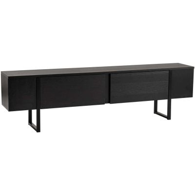 Meuble TV en aggloméré et métal Luxe (Noir)