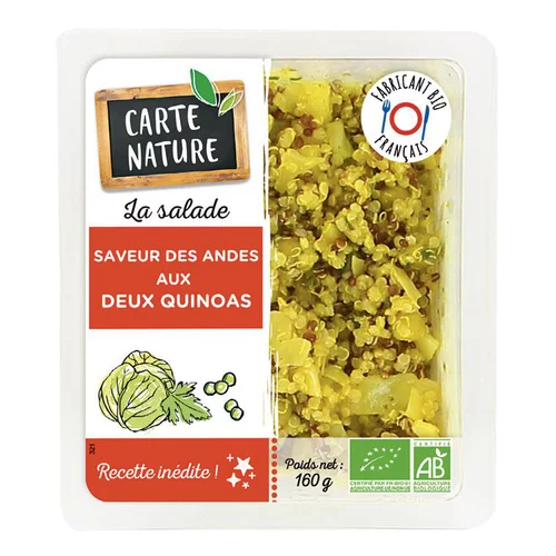 Une idée pratique pour l’extérieur:Saveurs des Andes aux deux quinoas bio Carte Nature - 160 g