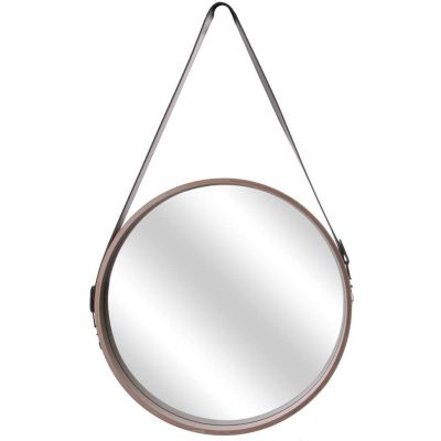 Miroir rond avec anse en PU Barber (40 cm)