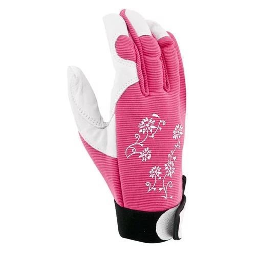 Simple pour le jardin:Gants Jardy cuir et élasthanne coloris Rose Taille 9