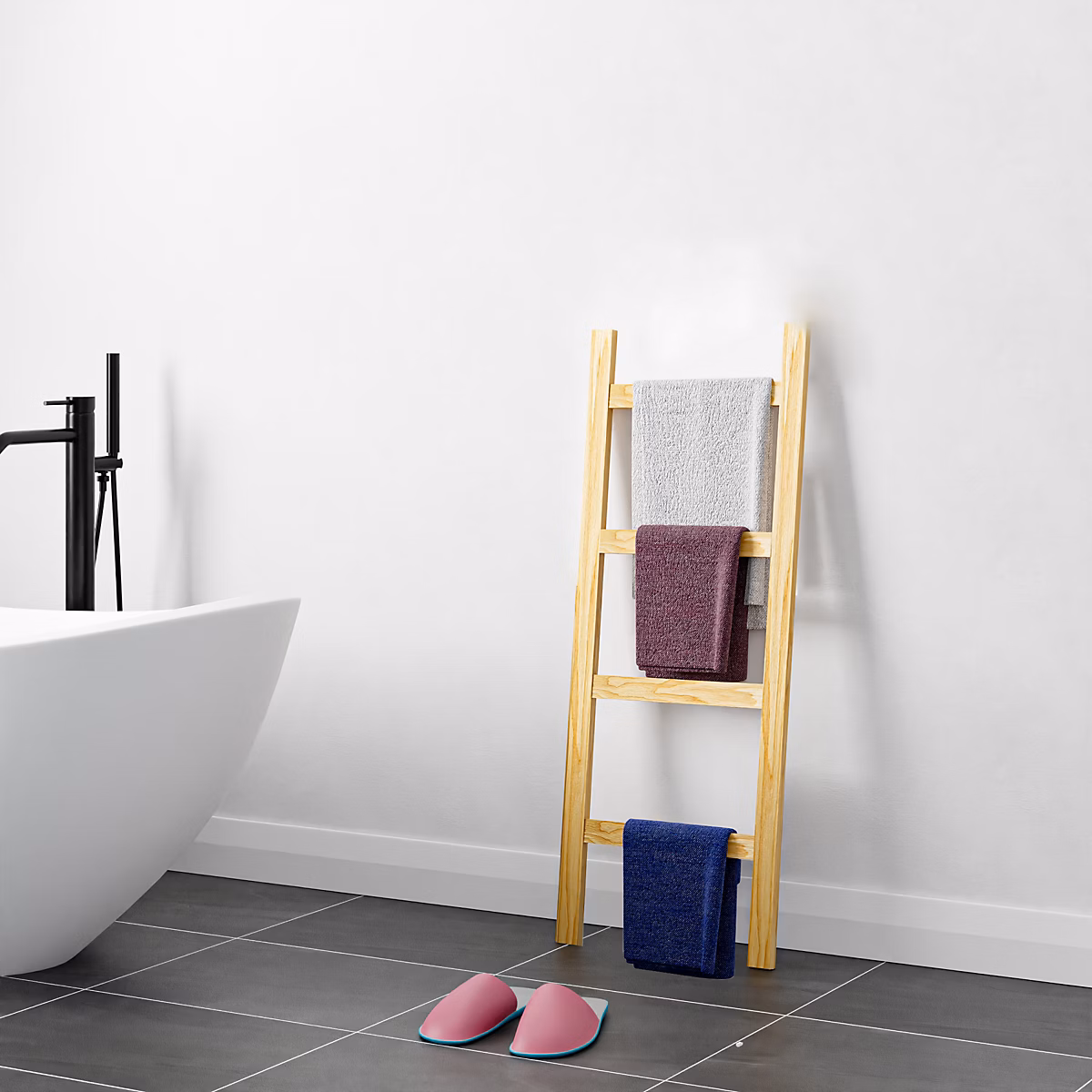 Echelle porte-serviettes Luumaeki bois de pin 120 × 47 × 2 cm en.casa