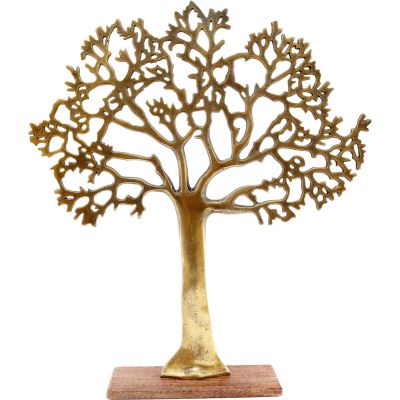 Arbre décoratif en aluminium doré et bois de manguier Arbre de vie (Taille 3)
