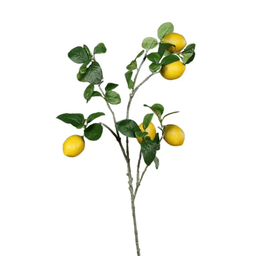 Nature extérieur：Tige de citronnier artificiel avec 5 fruits jaunes - 84 cm