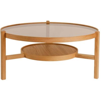 Table basse en bois et verre trempé Flora (Chêne)