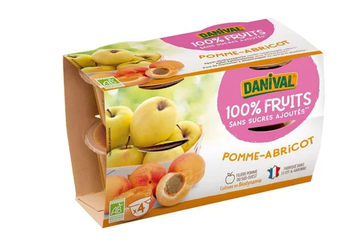Pour un jardin bien équipé:4 compotes de pommes et d'abricots Danival - 4 x 100 g