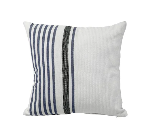 La solution pour vos extérieurs：Coussin décoratif carré lignes coloris multicolore en coton - 45 x 45 cm