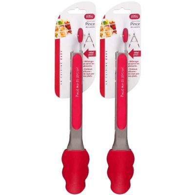 Pince de cuisine en silicone coloré (Lot de 2) (Rouge)