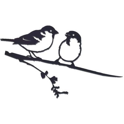 Oiseaux sur pique couple de moineaux en acier corten (Hauteur 14cm)