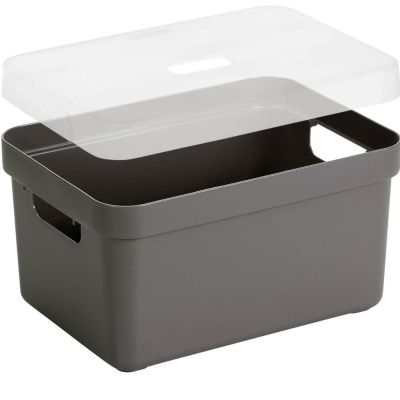 Boite de rangement avec couvercle transparent Sigma Home Box 13 L (Taupe)