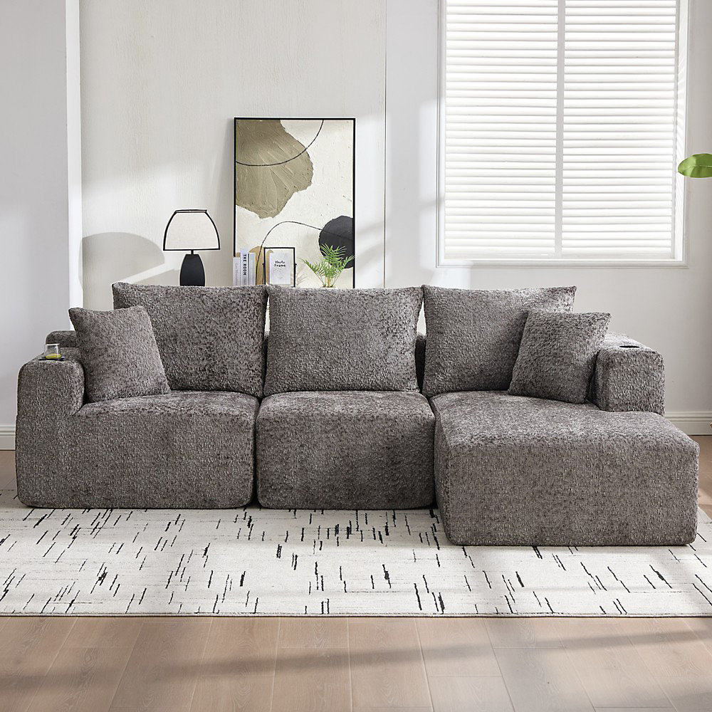 Canapé d'angle modulaire – 261x165x80.5cm | gris