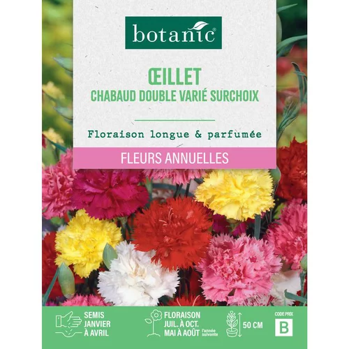 Jardin durable:Graines de fleurs d'Œillet chabaud double varié surchoix botanic®