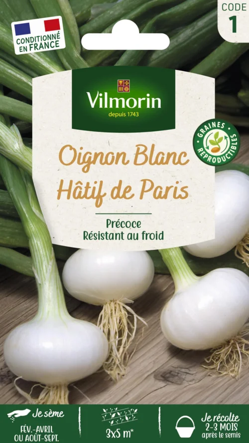 Pour vos espaces:Oignon blanc Hâtif de Paris Vilmorin - graines à semer