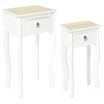 Lot de 2 sellettes avec tiroir en MDF Victoria