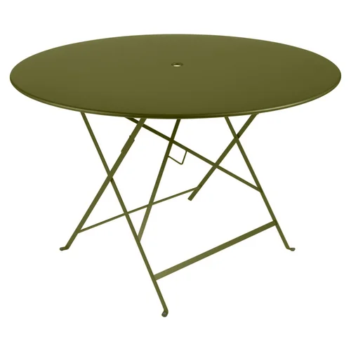 Pour tous vos projets jardin：Table pliante Bistro coloris vert en acier Fermob - Ø 117 x 74 cm