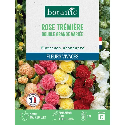 Bien pensé jardin：Graines de fleurs de Rose trémière double grande variée botanic®
