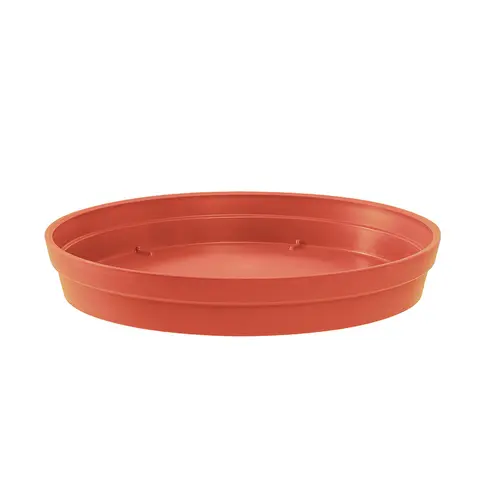 Bien au jardin：Soucoupe ronde en plastique coloris terre battue EDA Toscane - Ø 18,5 x H 3,6 cm