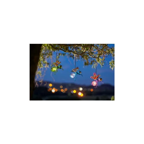 Les essentiels du jardin：Insecte solaire à suspendre Glowing bugs multicolore à LED blanc chaud
