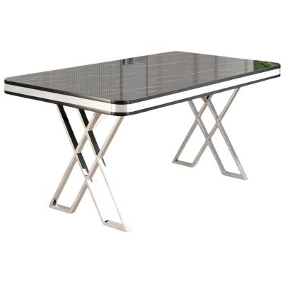 Table de repas design 130 x 80 cm Vals (Noir marbré et Chrome)