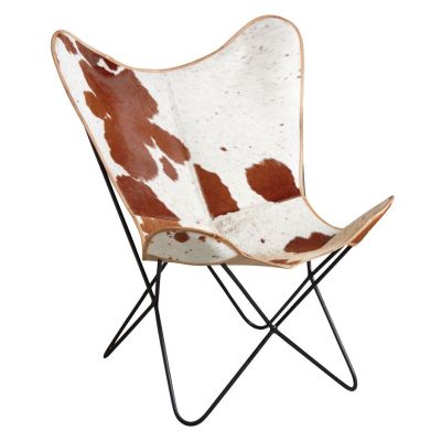 Fauteuil butterfly en peau de vache (Marron)