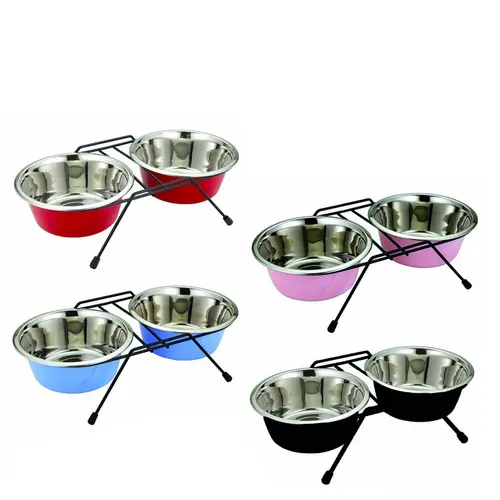 Jardin durable：Gamelle double pour chien - 2 x 240 ml