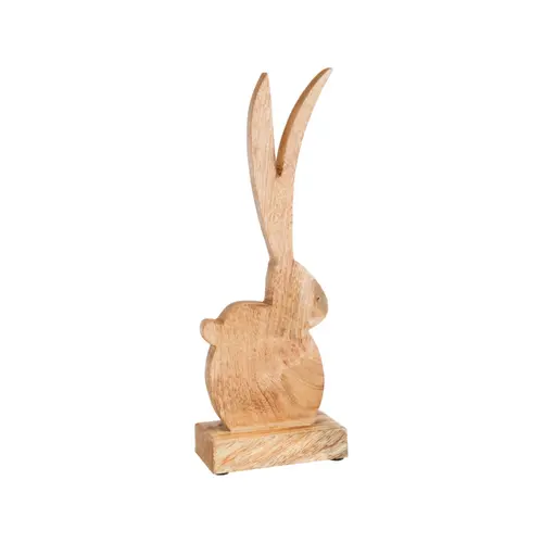 Pratique pour le jardin:Lapin en bois naturel à poser - 32 x 12 x 6 cm