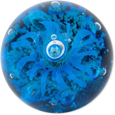 Presse papier rond en verre Meduse (Bleu)