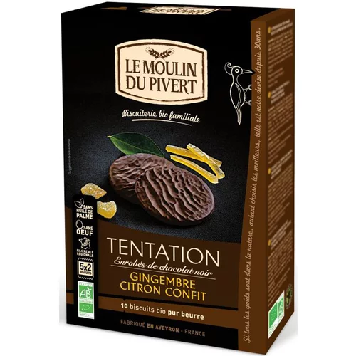 Jardin adapté：Tentation Gingembre-citron enrobé chocolat noir bio 130 g