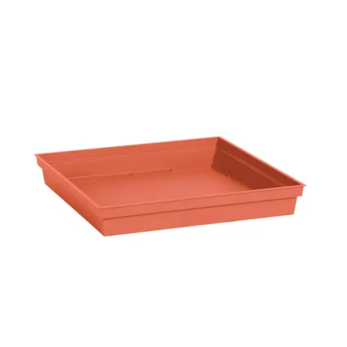 Les indispensables du jardin：Soucoupe carrée en plastique coloris terre battue EDA Toscane - 40 x 40 x 5,9 cm