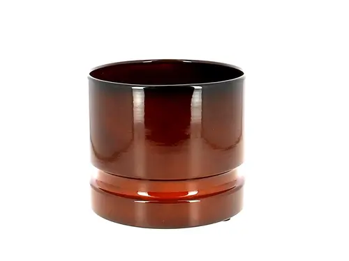 À découvrir pour l’extérieur：Cache-pot en zinc coloris bronze Woodlog petit modèle - Ø 21 x H 18 cm