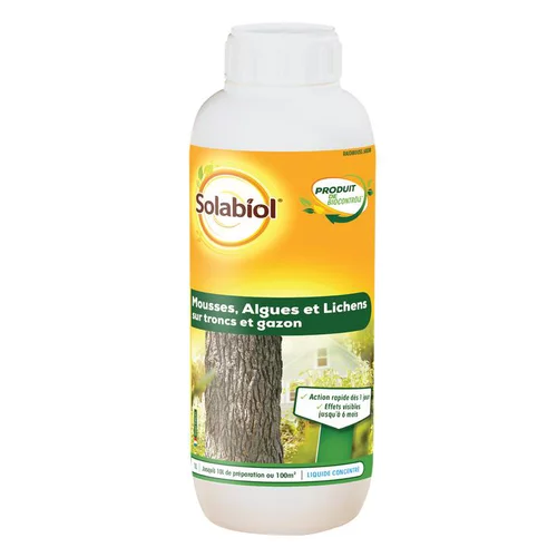 Idéal pour votre jardin：Traitement concentré anti-mousses, algues et lichens sur tronc et gazon Solabiol - 1 L