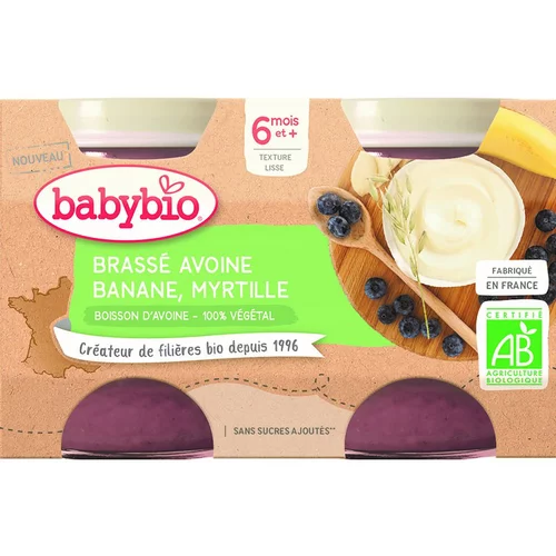 Moderne au jardin:Pots brassés Avoine Banane Myrtille 2x130 g 6 mois+