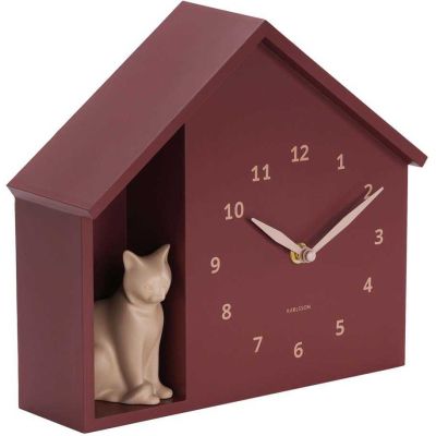 Horloge à poser Siting cat (Rouge bordeaux)