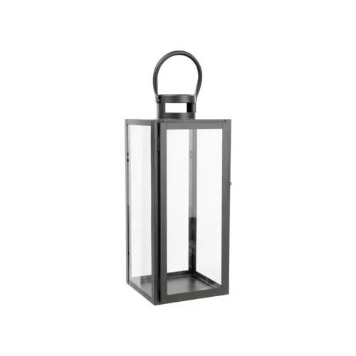 Pratique extérieur：Lanterne en métal gris Arana moyen modèle - 17 x 18 x 40 cm